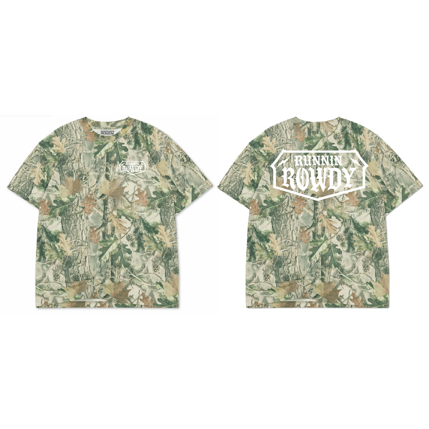 Runnin Rowdy Woodland Camo Heavyweight Tee