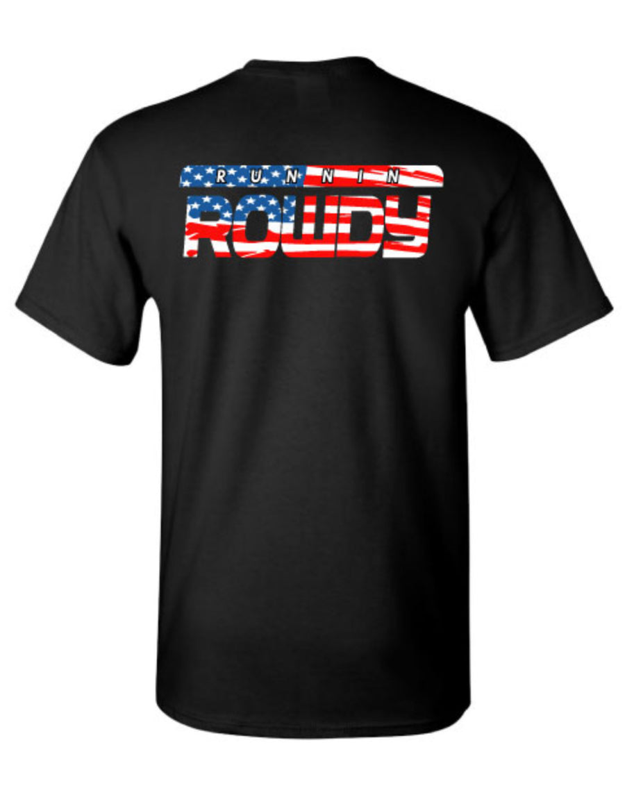 Runnin Rowdy American Flag Box Logo Tee