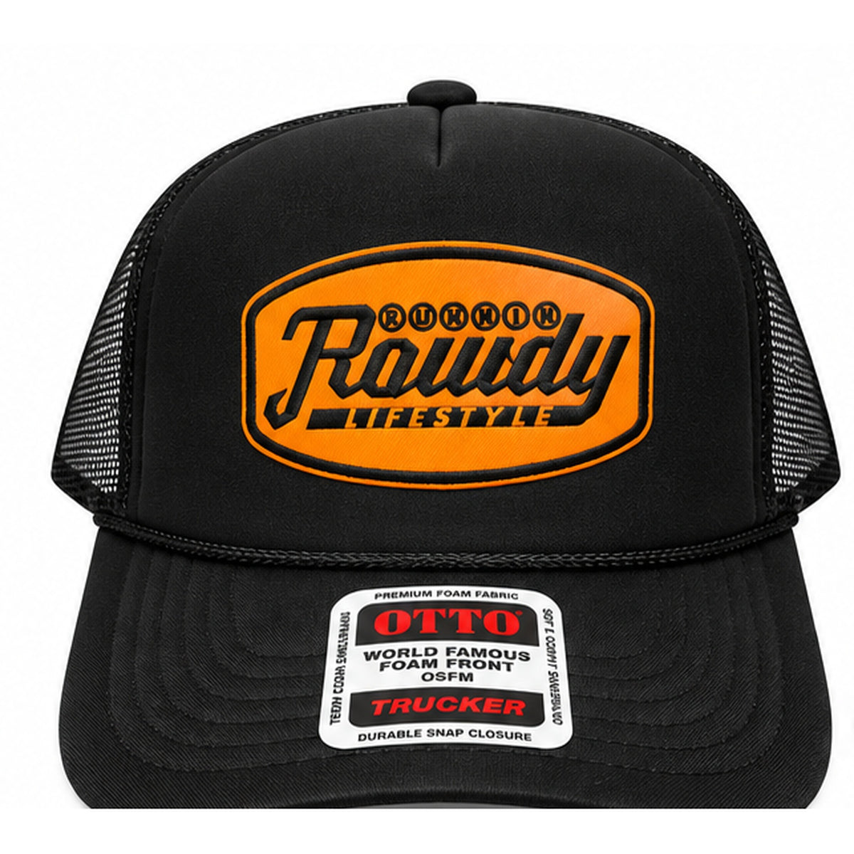 Runnin Rowdy Lifestyle Otto Trucker Hat – Black/Orange