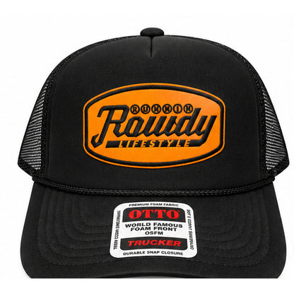 Runnin Rowdy Lifestyle Otto Trucker Hat – Black/Orange