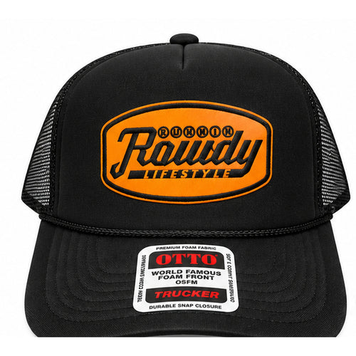 Runnin Rowdy Lifestyle Otto Trucker Hat – Black/Orange