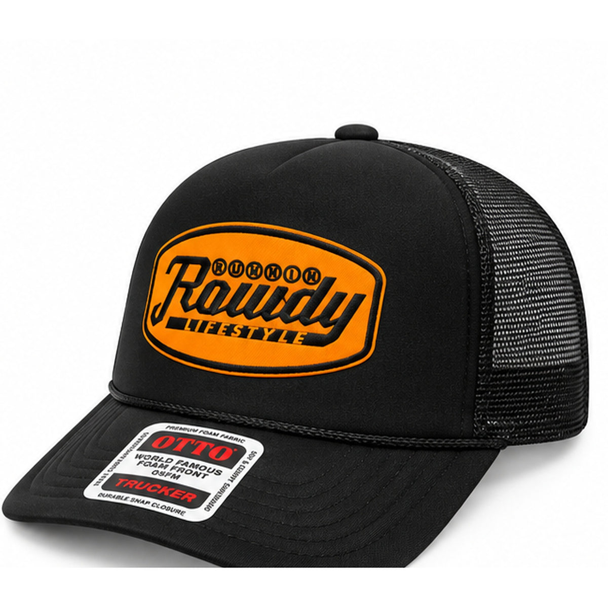 Runnin Rowdy Lifestyle Otto Trucker Hat – Black/Orange