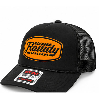Runnin Rowdy Lifestyle Otto Trucker Hat – Black/Orange