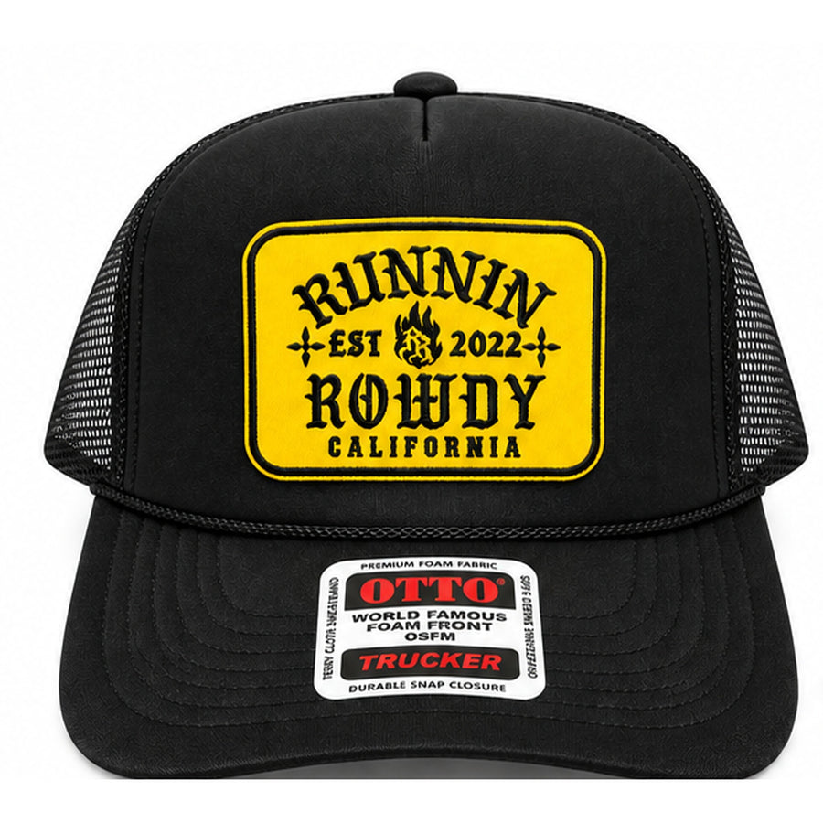 Runnin Rowdy OG Patch Otto Trucker Hat – Black/Yellow