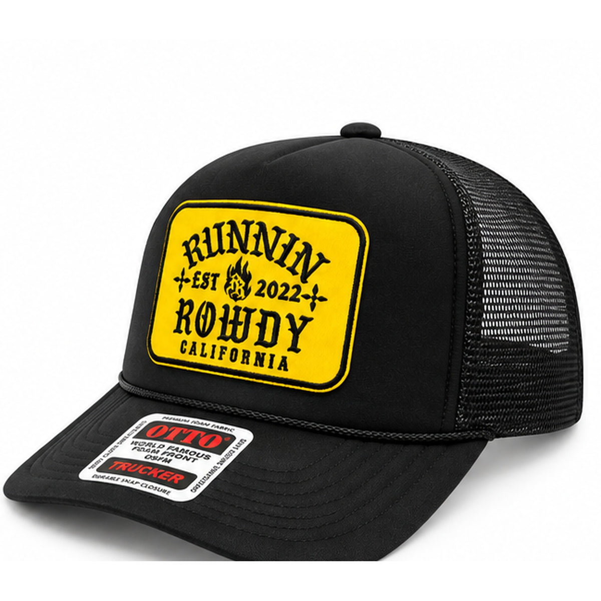 Runnin Rowdy OG Patch Otto Trucker Hat – Black/Yellow